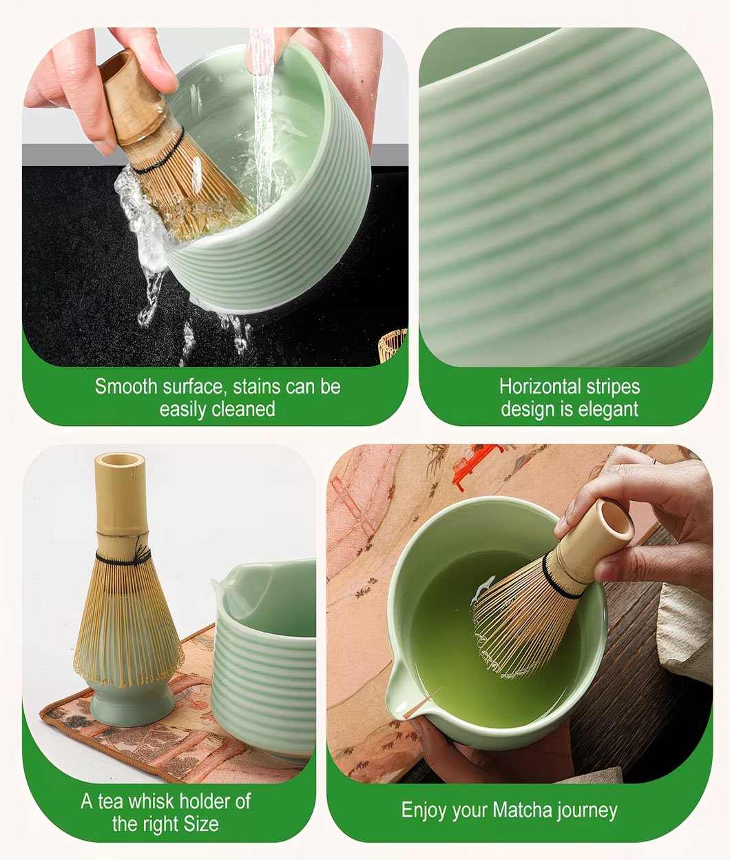 Japanese Style Ceramic Matcha Set – Durable & Stylish Matcha Preparation Tools 8 Japanese Style Ceramic Matcha Set