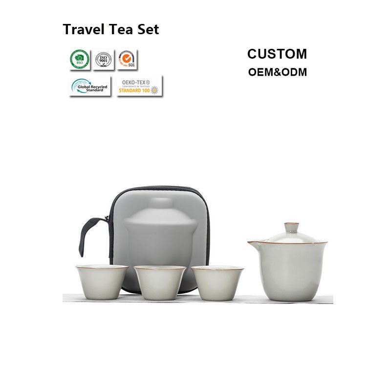 Chinese Kung Fu Ceramic Travel Tea Set – Traditional Teapot Set with Carry Case 5 Tetera de Viaje de Cerámica