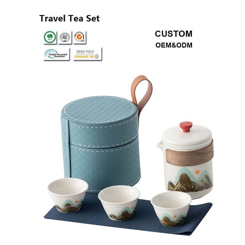 Luxury Portable Ceramic Tea Set – Compact Travel Teapot Kit for Tea Gifts & Camping 6 Théière de Voyage en Céramique