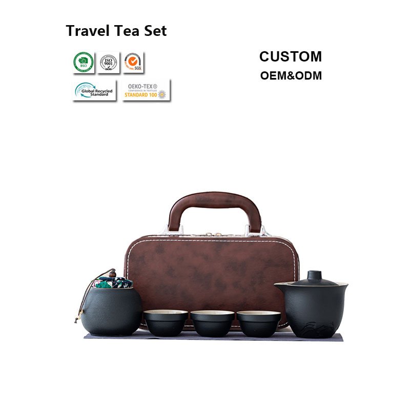 Japanese Style Ceramic Travel Teapot – Minimalist Portable Tea Set with Case 3 Portable Ceramic Teapots