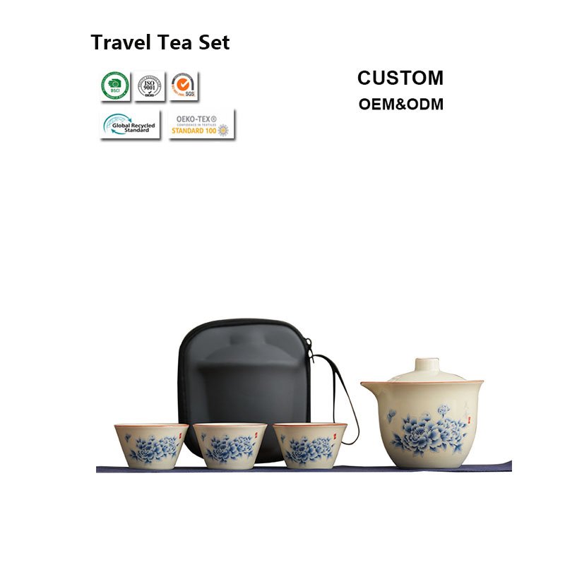 Chinese Kung Fu Ceramic Travel Tea Set – Traditional Teapot Set with Carry Case 7 Wholesale Ceramic Travel Teapots