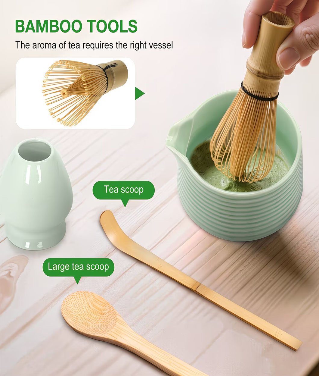 Modern Ceramic Matcha Bowl with Spout – Minimalist Matcha Making Tools 9 6