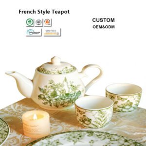 French Style Ceramic Teapot with Handle – Elegant Tea Pot for Home & Restaurant Use - COMAIN Ceramic factory direct